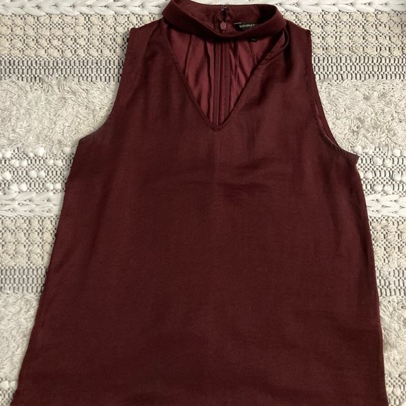 Burgundy Blouse with Neck Accent - Picture 1 of 3